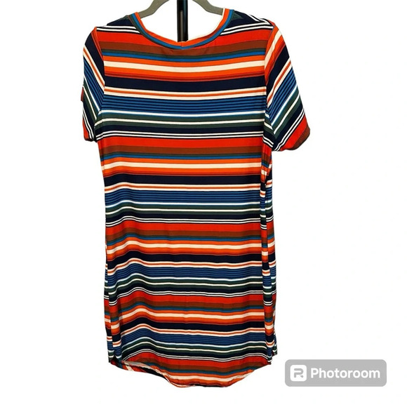 Beautiful Multi Colored Stripe Midi Dress 1X - Picture 2 of 2